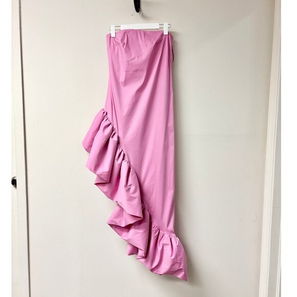 NWT BCBGMaxAzria Alba Strapless Asymmetric Hi-Low Dress Fuchsia Pink Women's 2 - Picture 2 of 6